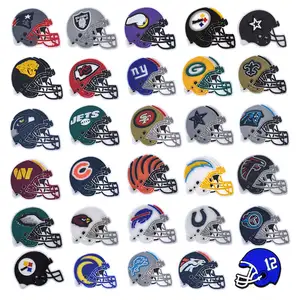 Wholesale Soft PVC Football Team Helmet Charms Shoe Decorations Rugby Team Helmet Shoes Charms for Boys
