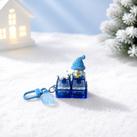 Cadeau de Noël, Père Noël, flocon de neige, LED bleue, jouet de décompression en plastique à deux boutons, porte-clés tactile