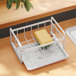 Double-Tier Modern <b>Kitchen</b> <b>Storage</b> Racks Punch-Free Standing Towel Drain & Sponge Drain Racks Stainless Steel Waterproof - Product Image 4