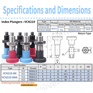 VCN219 สปริงอินเด็กซ์พลังเจอร์ ปุ่มหมุนพลาสติกสีแดง/น้ำเงิน/ดำ ยี่ห้อ Veich วัสดุเหล็กกล้าคาร์บอน/สแตนเลส สำหรับใช้กับเครื่องจักร - Product Image 3