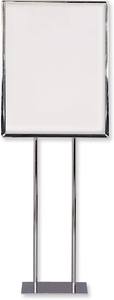 Soporte para letreros cromado <span class=keywords><strong>de</strong></span> 22 pulgadas <span class=keywords><strong>de</strong></span> ancho x 28 pulgadas <span class=keywords><strong>de</strong></span> alto, con doble base, metálico, para suelo. - Product Image 1