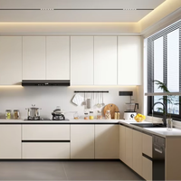 Meuble d'angle de cuisine modulaire en forme de L RTA, unité de base en bois avec porte latérale blanche, emballage plat, taille personnalisée SEAJOIN