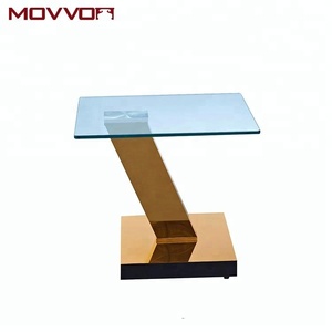 Oro <span class=keywords><strong>cromato</strong></span> in acciaio inox quadrato di vetro top 12 millimetri tavoli laterali - Product Image 2