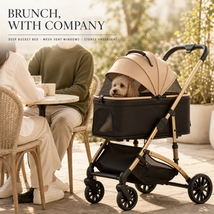 Poussette pour animaux de compagnie en maille verte avec panier amovible et grandes roues arrière - Product Image 1