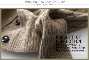1 pezzo di maglia a coste in misto lana <span class=keywords><strong>Beige</strong></span> scollo a V manica lunga <span class=keywords><strong>Cardigan</strong></span> maglione con tasche - Product Image 6