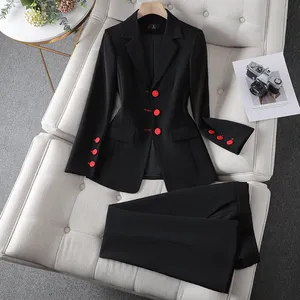 Fabricante Wholesale Clothing Manufacturer Calças de escritório formal feminino de alta qualidade Two Piece Set Terno feminino e Tailcoat