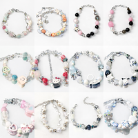 Bracelet extensible en pierres naturelles avec chat et papillon, cordon élastique, unisexe, réglable, bijoux tendance, cadeau