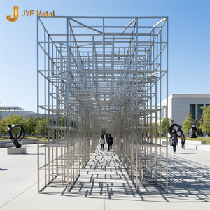 Sculpture abstraite Art Déco en acier inoxydable imperméable de grande taille EX604 pour la décoration de l'entrée de bâtiments commerciaux et des places - Product Image 5