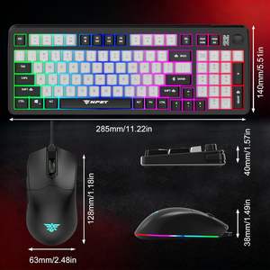 Combo clavier et souris filaire NPET, 98 touches, sensation mécanique, membrane silencieuse, 14 modes RGB, pour jeux PC, ordinateur portable, console - Product Image 4