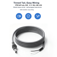 Câble d'alimentation miniature DC 5,5x2,1 mm, cordon de remplacement 18AWG pour appareils 12V, 1m 1,5m, extrémités en fil étamé, gaine en PVC gris