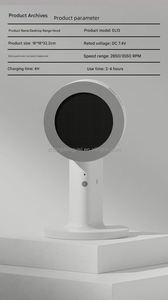 Hotte de camping portable et rechargeable intelligente avec 2 vitesses de ventilation pour barbecue et équipement de traitement des gaz - Product Image 3