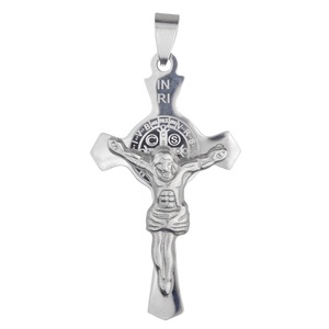 Colgante de <span class=keywords><strong>Cruz</strong></span> de <span class=keywords><strong>San</strong></span> <span class=keywords><strong>Benito</strong></span>, colgante de Color sin decoloración, acero inoxidable, St, <span class=keywords><strong>Benito</strong></span>, para fabricación de rosarios - Product Image 1