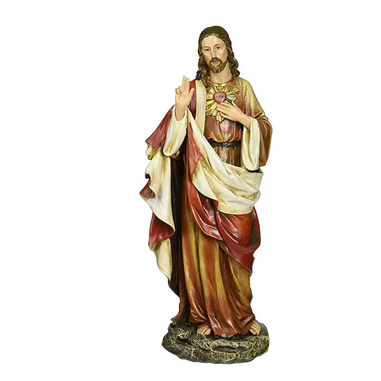 Polyresin/harz herz statue 10,25 Zoll Groß Heiligen Herz von Jesus Figur, aus Stein Harz und Hand Gemalt