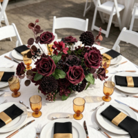 Fleurs artificielles en soie toucher réel, couleur bordeaux automnal, pour centre de table de mariage, table de desserts, décoration événementielle personnalisée, pack en gros, faites à la main