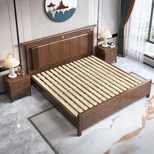 Кровать из массива дерева двуспальная кровать размера «queen-size» мебель для спальни деревянные кровати