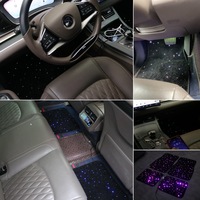 Tapis de sol de voiture en fibre optique LED étanche RGBW, kit de tapis lumineux scintillant 12V avec télécommande APP pour voiture universelle