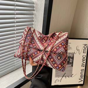 Bolso Bandolera de Lona con Cadena para Mujer, Estilo Bohemio, de Alta Calidad, Venta al Por Mayor - Product Image 3