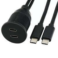 Kabel Ekstensi Panel Mount Tahan Air Dual USB C Threaded Flush Mount 2 USB C Male ke Female