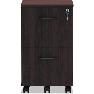 Alera Valencia Series Mobile Pedestal 2 Legal/Letter-Size <b>File</b> Drawers Mahogany Finish 15.38\" X 20\" X 26.63\" - Product Image 4