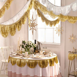 Guirnalda <span class=keywords><strong>de</strong></span> Oropel Dorado <span class=keywords><strong>de</strong></span> 2 Capas y 6 Pies para Navidad 2026, Venta al Por Mayor - Product Image 6