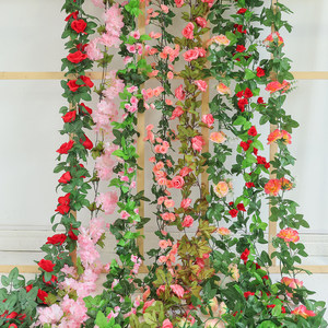 Guirnalda de Rosas Artificiales de Seda para Colgar en la Pared, Decoración para Tuberías de Aire Acondicionado, Planta Artificial de Plástico para Techo de Sala de Estar - Product Image 1