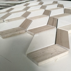 Mezcla blanca Marrón Azulejo de piedra natural Tienda de <span class=keywords><strong>hotel</strong></span> Piso Backsplash Uso Arte Mosaico Baño Pared - Product Image 1