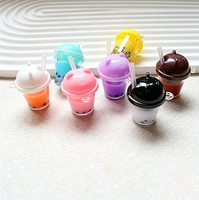 Miniatures de bouteilles 3D en résine, breloques tasses de thé Boba, couvercles en forme d'ours, thé au lait Kawaii, pour scènes de maison de poupée, pâte à modeler, slime, boissons, et porte-clés