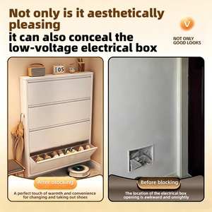 Modern 4 Drawer Shoe Rack <b>Metal</b> Freestanding Space Saving Entryway <b>Storage</b> <b>Cabinet</b> Minimalist Design Home Furniture - Product Image 5