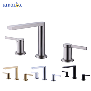 Kidinux CUPC in ottone spazzolato rubinetto di vanità bagno 3 fori con scarico a scomparsa e linee di alimentazione - Product Image 6