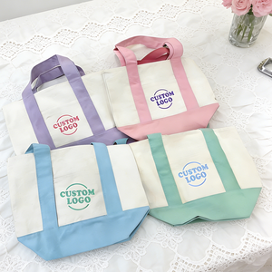 กระเป๋าโท้ททรงเรือผ้าแคนวาสขนาดเล็กสำหรับผู้หญิง BFYS สีฟ้ามิ้<span class=keywords><strong>นท</strong></span>์ กระเป๋าช้อปปิ้งผ้าฝ้ายพร้อมช่องซิปสำหรับการเดิ<span class=keywords><strong>นท</strong></span>างช่วงวันหยุด - Product Image 1