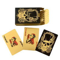Nouvelles cartes à jouer en or noir avec motif de crâne, jeu de divertissement personnalisé, cartes en plastique imperméables, poker