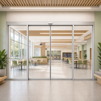 Porte coulissante en verre pour espace public scolaire, porte d'entrée automatique avec rail, moteur et capteur