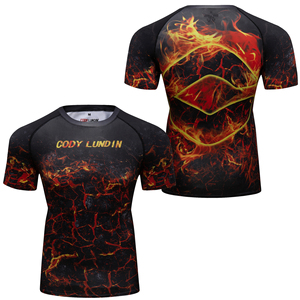 <strong>Custom</strong> Logo Polyester Spandex Sport <strong>T</strong> <strong>Shirt</strong> Men <strong>3d</strong> Sublimation Heat Transfer <strong>Printing</strong> Running Compression Fitness <strong>Shirt</strong> Rash Top - Product Image 2