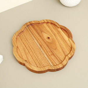 Solid Wood Flower Shaped Dried Fruit Plate Acacia Wood Household <b>Snack</b> <b>Tray</b> Living Room Serving <b>Trays</b> - Product Image 2