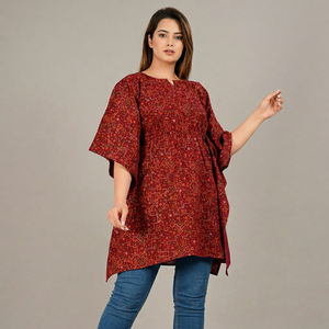 Dubai Style Islamic Women's <b>Kaftan</b> Abaya Handmade <b>Sequined</b> Applique Embroidery Flared Hem Long Sleeve V Neck Breathable Cotton - Product Image 1