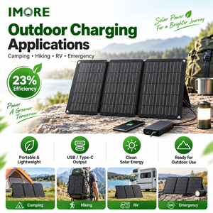 30W Foldable <b>Solar</b> <b>Panel</b> Monocrystalline ETFE IP67 <b>USB</b> Type C Portable Charger CE FCC RoHS for Camping Hiking and Outdoor Use - Product Image 3