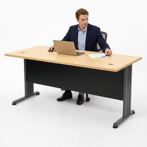 Rectangular <b>Office</b> Desk With Metal Legs And Black Panel Modern Conference <b>Table</b> For Commercial Use AY <b>Office</b> - Product Image 1