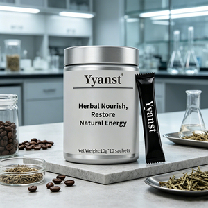 Café Instantáneo con Extracto de Plantas Naturales, 10g*10 Sobres, Frasco con Tapa Metálica Plateada, Bebida de Materia Prima Botánica Pura - Product Image 1
