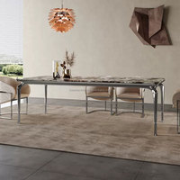 Table de salle à manger en marbre 8 places de luxe de style italien moderne Table de salle à manger de luxe en acier inoxydable