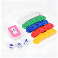 En gros Accessoires de Mahjong Américain : Jetons en plastique, Marqueurs de vent, Plateau pour 3 dés, Jeton de croupier, Jeu de casino, Ensemble 4 joueurs