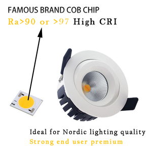 Plafonnier encastré rond en aluminium 6W 8W, 3 températures de couleur, lumière LED COB dimmable, matériaux isolants pouvant être placés au <span class=keywords><strong>plafond</strong></span> - Product Image 2