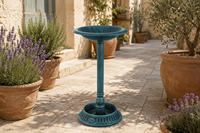 Bain d'oiseaux en résine plastique verdigris, résistant aux intempéries, sur piédestal, style antique, écologique, léger, design KD, décoration de jardin