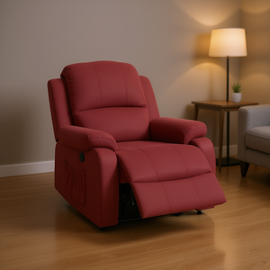 Poltrona Reclinabile Elettrica Paprika Rossa in Vera Pelle con Telecomando, Design Contemporaneo, Schienale Solido e Braccioli Imbottiti - Product Image 2