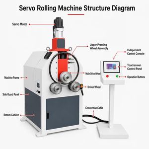 Máquina de Rolado de Tubos Vertical de 3 Rodillos, Manual/Automática, para Perfiles de Tubos de Hierro - Product Image 6