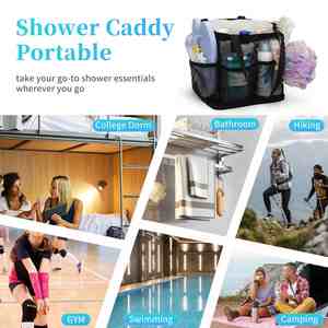 Popular <b>Shower</b> Bag with 7 Outer Pockets Women Double Handle Hanging <b>Tidy</b> Practical <b>Shower</b> - Product Image 6