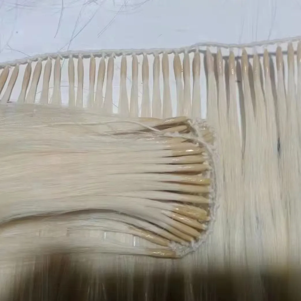 Venta al por mayor doble dibujado 100% sin procesar cabello Remy europeo H6 plumas extensión de cabello soporte de procesamiento con materiales suministrados