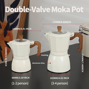 Bán buôn <span class=keywords><strong>Stovetop</strong></span> Moka nồi <span class=keywords><strong>espresso</strong></span> <span class=keywords><strong>maker</strong></span> <span class=keywords><strong>2</strong></span> ly Mocha nồi áp lực cao đôi-van Moka nồi - Product Image 6