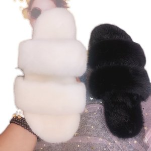 Pantoufles en fourrure de vison pour femme, style urbain, polyvalentes, à semelle plate en PVC, pour l'extérieur, collection automne - Product Image 5