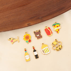 Olivia Stainless Steel Dog Beer Coke <strong>Charm</strong> Pvd 18k Gold Plated Cheese <strong>Honey</strong> Sunflower Fashion Pendant for DIY Making - Product Image 4