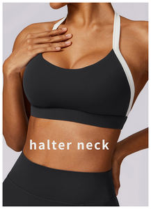 Conjunto de Yoga con Diseño Nuevo, Cepillado, a Prueba de Impactos, Sujetador Deportivo con Cuello Halter, Leggings de Cintura Alta sin Espalda con Bolsillo, Conjunto de Fitness para Gimnasio - Product Image 3